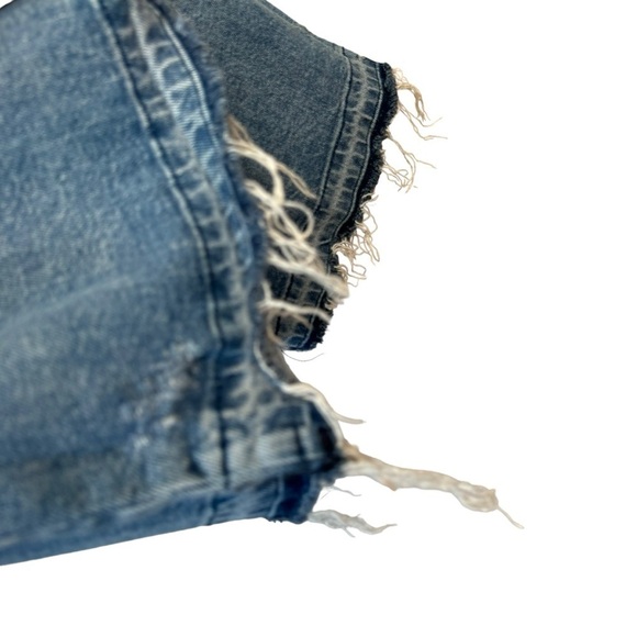 Free People Jeans Women Size 31 Emmy Split Hem Bootcut Blue Button Fly High Rise - Picture 8 of 16